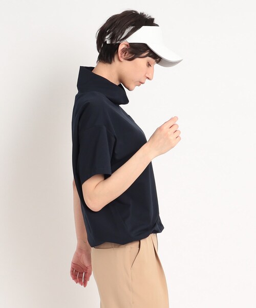 adabat（アダバット）の「着丈短め ゆったりデザイン 半袖モックネックプルオーバー（Tシャツ/カットソー・レディース・パープル/ホワイト/ダークネイビー・36/38/40）」の9枚目の写真