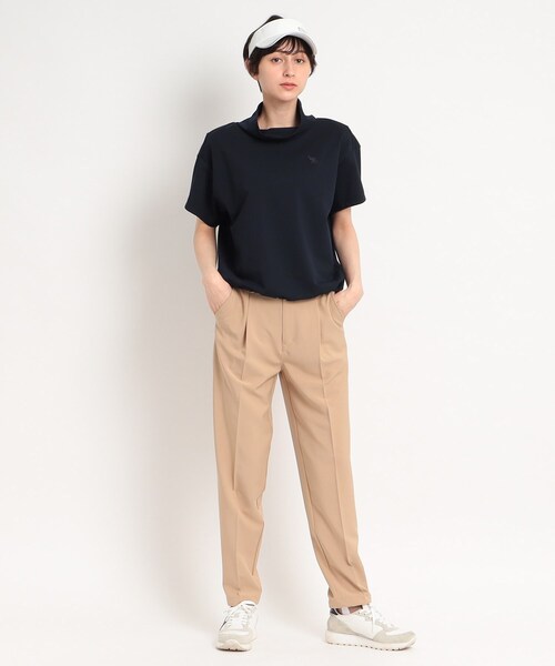 adabat（アダバット）の「着丈短め ゆったりデザイン 半袖モックネックプルオーバー（Tシャツ/カットソー・レディース・パープル/ホワイト/ダークネイビー・36/38/40）」の7枚目の写真