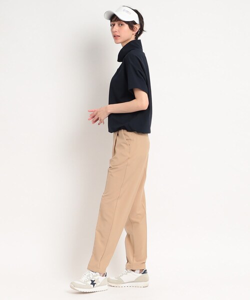 adabat（アダバット）の「着丈短め ゆったりデザイン 半袖モックネックプルオーバー（Tシャツ/カットソー・レディース・パープル/ホワイト/ダークネイビー・36/38/40）」の6枚目の写真