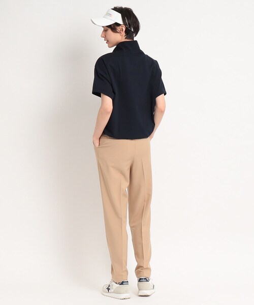 adabat（アダバット）の「着丈短め ゆったりデザイン 半袖モックネックプルオーバー（Tシャツ/カットソー・レディース・パープル/ホワイト/ダークネイビー・36/38/40）」の5枚目の写真