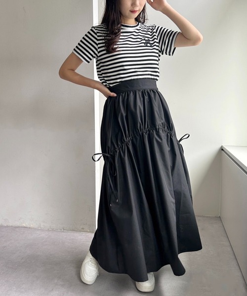 one after another NICE CLAUP(ワンアフターアナザーナイスクラップ)の「ワンポイント刺繍Tee(Tシャツ/カットソー・レディース・カーキ/オフホワイト/ブラック×ホワイト/オートミール・FREE)」の11枚目の写真
