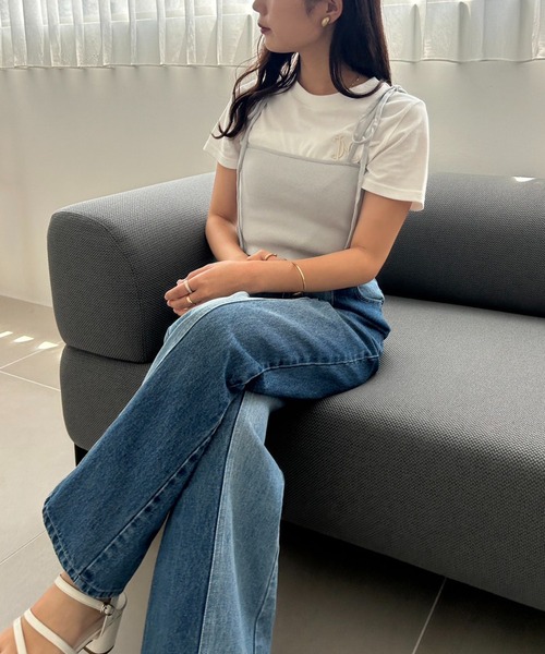 one after another NICE CLAUP(ワンアフターアナザーナイスクラップ)の「ワンポイント刺繍Tee(Tシャツ/カットソー・レディース・カーキ/オフホワイト/ブラック×ホワイト/オートミール・FREE)」の9枚目の写真