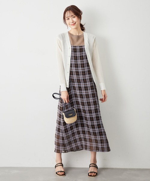 ROPE' PICNIC（ロペピクニック）の「洗える/シアーワイドリブカーディガン（カーディガン/ボレロ・レディース・キナリ/ブラウン/ネイビー/ターコイズブルー・38）」の5枚目の写真