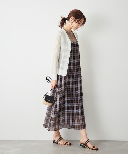 ROPE' PICNIC（ロペピクニック）の「洗える/シアーワイドリブカーディガン（カーディガン/ボレロ・レディース・キナリ/ブラウン/ネイビー/ターコイズブルー・38）」の6枚目の写真