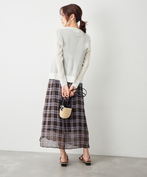 ROPE' PICNIC（ロペピクニック）の「洗える/シアーワイドリブカーディガン（カーディガン/ボレロ・レディース・キナリ/ブラウン/ネイビー/ターコイズブルー・38）」の7枚目の写真