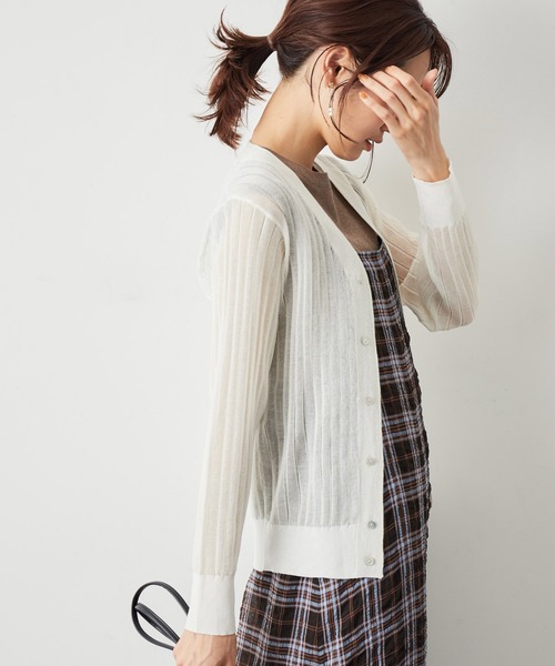 ROPE' PICNIC（ロペピクニック）の「洗える/シアーワイドリブカーディガン（カーディガン/ボレロ・レディース・キナリ/ブラウン/ネイビー/ターコイズブルー・38）」の8枚目の写真