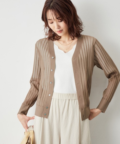 ROPE' PICNIC（ロペピクニック）の「洗える/シアーワイドリブカーディガン（カーディガン/ボレロ・レディース・キナリ/ブラウン/ネイビー/ターコイズブルー・38）」の12枚目の写真