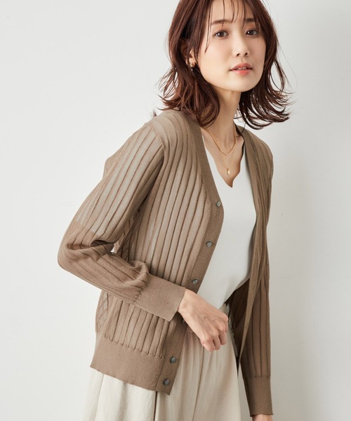 ROPE' PICNIC（ロペピクニック）の「洗える/シアーワイドリブカーディガン（カーディガン/ボレロ・レディース・キナリ/ブラウン/ネイビー/ターコイズブルー・38）」の13枚目の写真