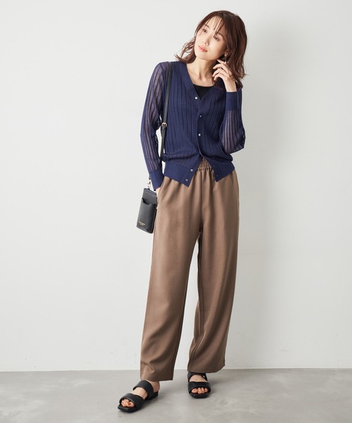 ROPE' PICNIC（ロペピクニック）の「洗える/シアーワイドリブカーディガン（カーディガン/ボレロ・レディース・キナリ/ブラウン/ネイビー/ターコイズブルー・38）」の15枚目の写真