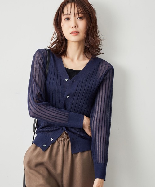 ROPE' PICNIC（ロペピクニック）の「洗える/シアーワイドリブカーディガン（カーディガン/ボレロ・レディース・キナリ/ブラウン/ネイビー/ターコイズブルー・38）」の17枚目の写真