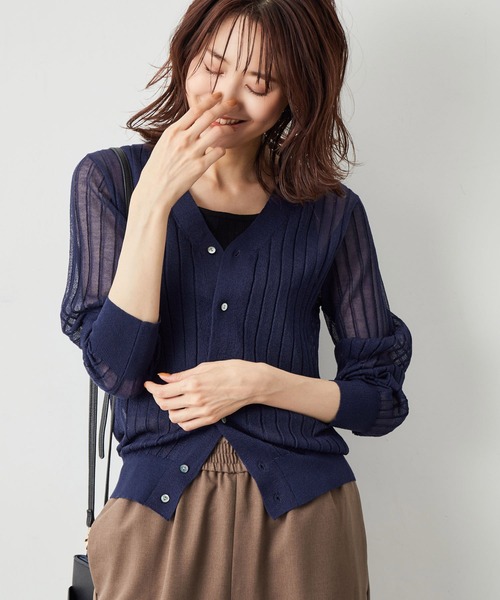 ROPE' PICNIC（ロペピクニック）の「洗える/シアーワイドリブカーディガン（カーディガン/ボレロ・レディース・キナリ/ブラウン/ネイビー/ターコイズブルー・38）」の18枚目の写真