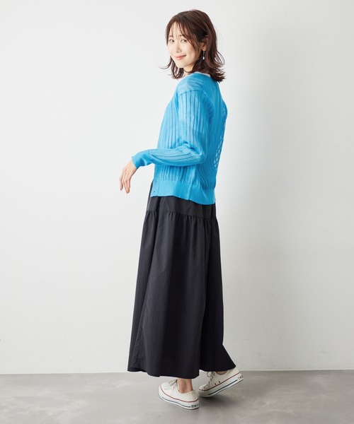 ROPE' PICNIC（ロペピクニック）の「洗える/シアーワイドリブカーディガン（カーディガン/ボレロ・レディース・キナリ/ブラウン/ネイビー/ターコイズブルー・38）」の20枚目の写真