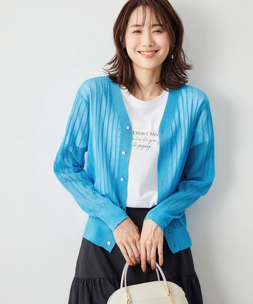 ROPE' PICNIC（ロペピクニック）の「洗える/シアーワイドリブカーディガン（カーディガン/ボレロ・レディース・キナリ/ブラウン/ネイビー/ターコイズブルー・38）」の22枚目の写真
