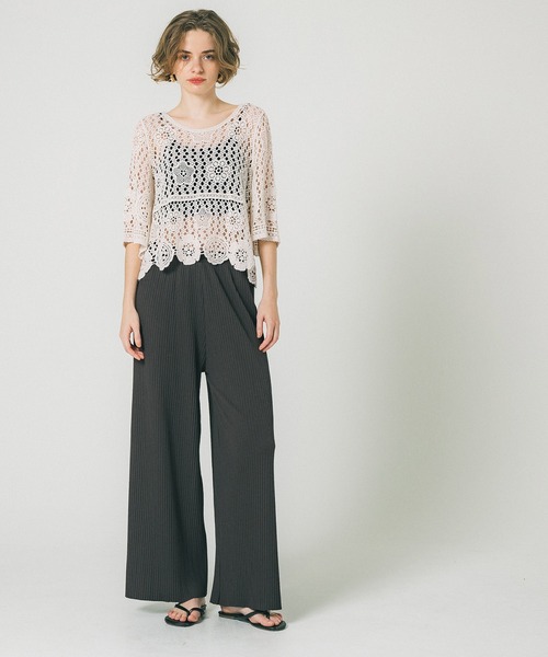 coca(coca)(コカ)の「かぎ編みヘムフラワートップス(Tシャツ/カットソー・レディース・アイボリー/ダークベージュ・ONE SIZE)」の7枚目の写真