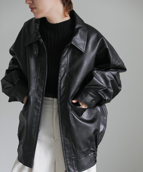 フェイクレザーオーバーサイズジャケット　新品未使用 select MOCA（セレクトモカ）の「フェイクレザーオーバーサイズ
