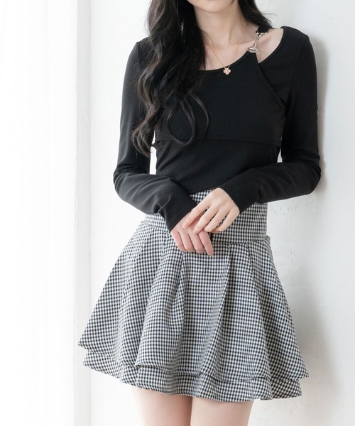 DearMyLoveMillor(ディアマイラブミラー)の「アシンメトリーレイヤードカットソー(Tシャツ/カットソー・レディース・ブラック/オフホワイト・MEDIUM/LARGE/X-LARGE/XX-LARGE)」の8枚目の写真