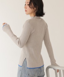 frames RAY CASSIN | すっきり華奢見えシルエットの万能アイテム。グラデーションリブ配色ボトルネックニットプルオーバー(ニット/セーター)