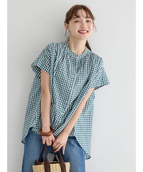 AMERICAN HOLIC（アメリカンホリック）の「フレンチスリーブバック切替シャツ（シャツ/ブラウス・レディース・グリーン系その他5/ブラック系その他3・L/M）」の5枚目の写真