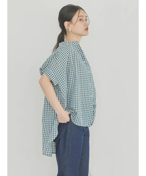 AMERICAN HOLIC（アメリカンホリック）の「フレンチスリーブバック切替シャツ（シャツ/ブラウス・レディース・グリーン系その他5/ブラック系その他3・L/M）」の7枚目の写真