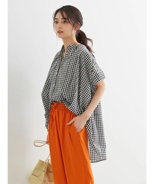 AMERICAN HOLIC（アメリカンホリック）の「フレンチスリーブバック切替シャツ（シャツ/ブラウス・レディース・グリーン系その他5/ブラック系その他3・L/M）」の12枚目の写真