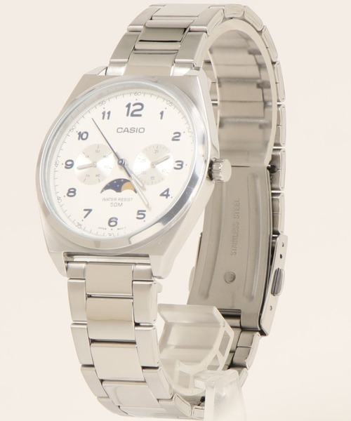 CASIO カシオ/ アナログ ムーンフェイズ クォーツ メタルベルト 日常