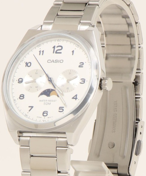 CASIO(カシオ)の「CASIO カシオ /アナログ ムーンフェイズ クォーツ メタルベルト 日常生活強化防水 ラウンドフェイス腕時計 /// MTPシリーズ(アナログ腕時計・メンズ・シルバー×ブルー/レッド/シルバー/エメラルドブルー/ブラック×シルバー・FREE)」の9枚目の写真