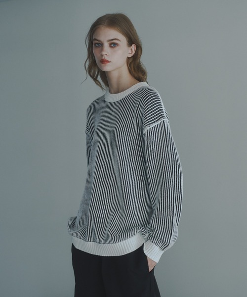 DOOPZ（ドープス）の「Crew Neck Stripe Color Knit - クルーネックストライプカラーニット（ニット/セーター・メンズ・ブラック/ホワイト・SMALL/LARGE/MEDIUM）」の12枚目の写真