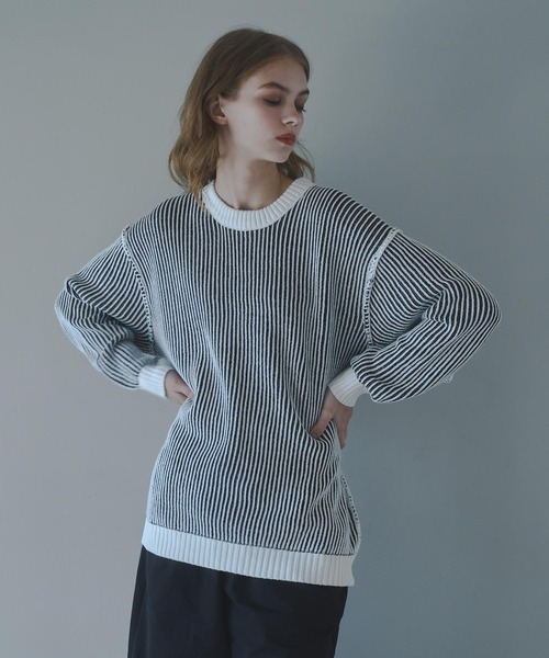 DOOPZ（ドープス）の「Crew Neck Stripe Color Knit - クルーネックストライプカラーニット（ニット/セーター・メンズ・ブラック/ホワイト・SMALL/LARGE/MEDIUM）」の16枚目の写真