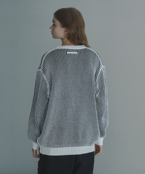 DOOPZ（ドープス）の「Crew Neck Stripe Color Knit - クルーネックストライプカラーニット（ニット/セーター・メンズ・ブラック/ホワイト・SMALL/LARGE/MEDIUM）」の18枚目の写真