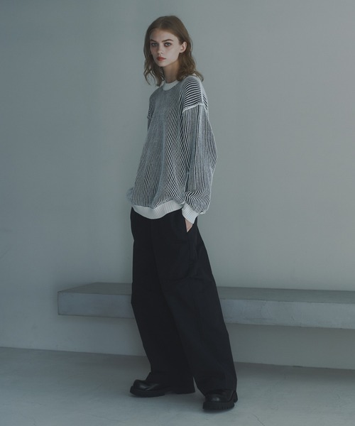 DOOPZ（ドープス）の「Crew Neck Stripe Color Knit - クルーネックストライプカラーニット（ニット/セーター・メンズ・ブラック/ホワイト・SMALL/LARGE/MEDIUM）」の22枚目の写真