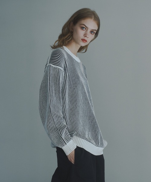 DOOPZ（ドープス）の「Crew Neck Stripe Color Knit - クルーネックストライプカラーニット（ニット/セーター・メンズ・ブラック/ホワイト・SMALL/LARGE/MEDIUM）」の13枚目の写真