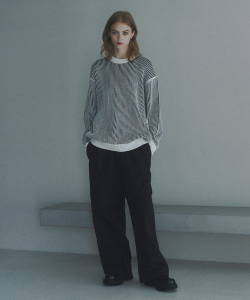 DOOPZ（ドープス）の「Crew Neck Stripe Color Knit - クルーネックストライプカラーニット（ニット/セーター・メンズ・ブラック/ホワイト・SMALL/LARGE/MEDIUM）」の19枚目の写真