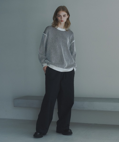 DOOPZ（ドープス）の「Crew Neck Stripe Color Knit - クルーネックストライプカラーニット（ニット/セーター・メンズ・ブラック/ホワイト・SMALL/LARGE/MEDIUM）」の20枚目の写真