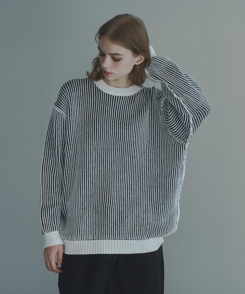DOOPZ（ドープス）の「Crew Neck Stripe Color Knit - クルーネックストライプカラーニット（ニット/セーター・メンズ・ブラック/ホワイト・SMALL/LARGE/MEDIUM）」の17枚目の写真