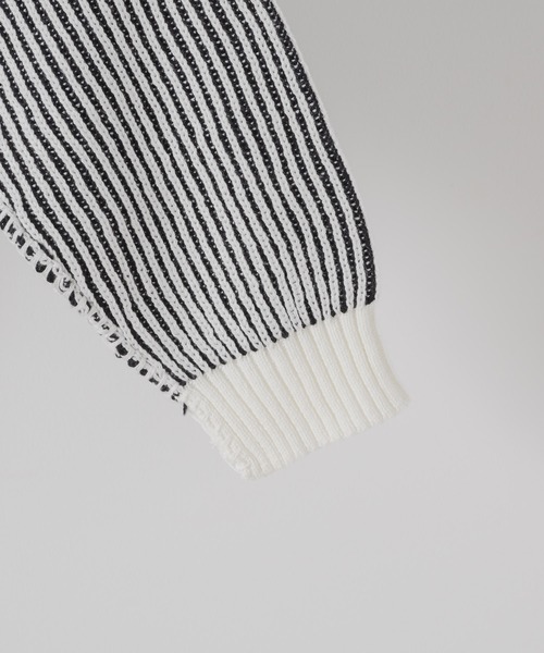 DOOPZ（ドープス）の「Crew Neck Stripe Color Knit - クルーネックストライプカラーニット（ニット/セーター・メンズ・ブラック/ホワイト・SMALL/LARGE/MEDIUM）」の5枚目の写真