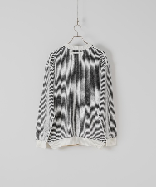 DOOPZ（ドープス）の「Crew Neck Stripe Color Knit - クルーネックストライプカラーニット（ニット/セーター・メンズ・ブラック/ホワイト・SMALL/LARGE/MEDIUM）」の8枚目の写真