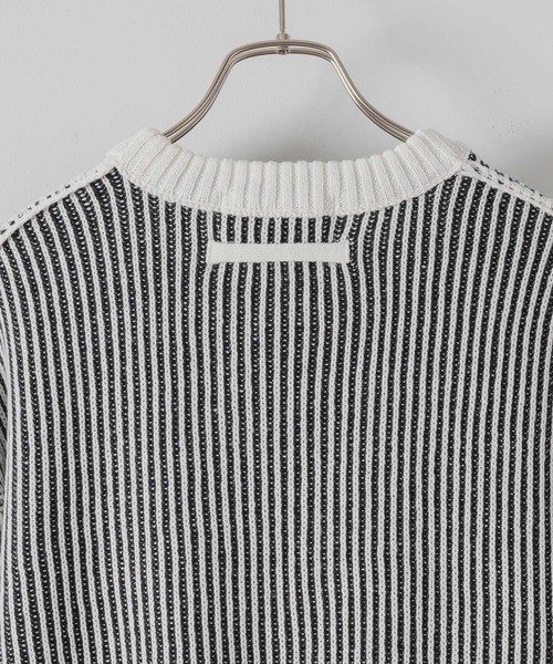 DOOPZ（ドープス）の「Crew Neck Stripe Color Knit - クルーネックストライプカラーニット（ニット/セーター・メンズ・ブラック/ホワイト・SMALL/LARGE/MEDIUM）」の9枚目の写真