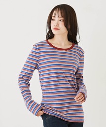 CUBE SUGAR | ショートスラブボーダー長袖クルーネックインナー(Tシャツ/カットソー)