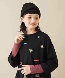 CUBE SUGAR（キューブシュガー）の「ショートスラブボーダー長袖クルーネックインナー（Tシャツ/カットソー）」