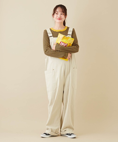 CUBE SUGAR（キューブシュガー）の「ショートスラブボーダー長袖クルーネックインナー（Tシャツ/カットソー・レディース・レッド系その他/ブラック/グリーン系その他/トップグレー/オレンジ/ブラウン・M）」の15枚目の写真