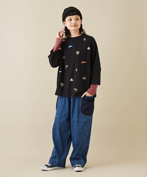 CUBE SUGAR（キューブシュガー）の「ショートスラブボーダー長袖クルーネックインナー（Tシャツ/カットソー・レディース・レッド系その他/ブラック/グリーン系その他/トップグレー/オレンジ/ブラウン・M）」の19枚目の写真