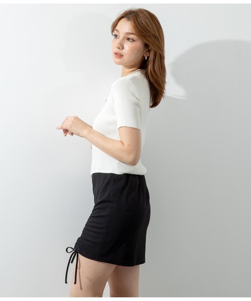 ANAP（アナップ）の「シアーリブ両ジップトップスカットソー（Tシャツ/カットソー・レディース・ブラック/グリーン/オフホワイト/レンガ・FREE）」の7枚目の写真