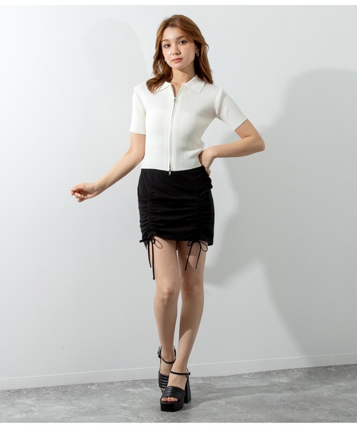 ANAP（アナップ）の「シアーリブ両ジップトップスカットソー（Tシャツ/カットソー・レディース・ブラック/グリーン/オフホワイト/レンガ・FREE）」の5枚目の写真