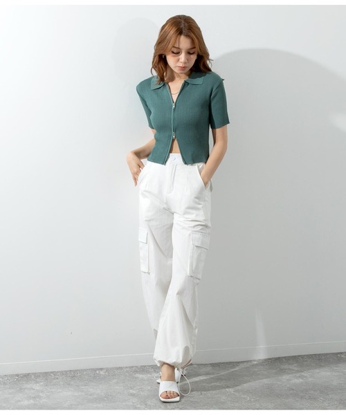 ANAP（アナップ）の「シアーリブ両ジップトップスカットソー（Tシャツ/カットソー・レディース・ブラック/グリーン/オフホワイト/レンガ・FREE）」の19枚目の写真