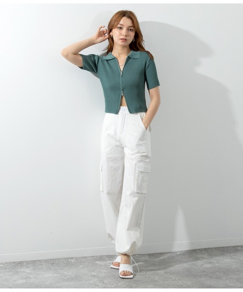 ANAP（アナップ）の「シアーリブ両ジップトップスカットソー（Tシャツ/カットソー・レディース・ブラック/グリーン/オフホワイト/レンガ・FREE）」の18枚目の写真