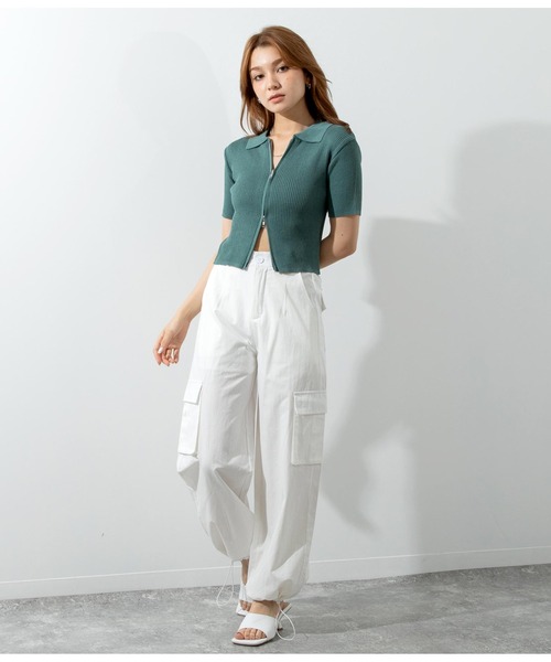 ANAP（アナップ）の「シアーリブ両ジップトップスカットソー（Tシャツ/カットソー・レディース・ブラック/グリーン/オフホワイト/レンガ・FREE）」の17枚目の写真