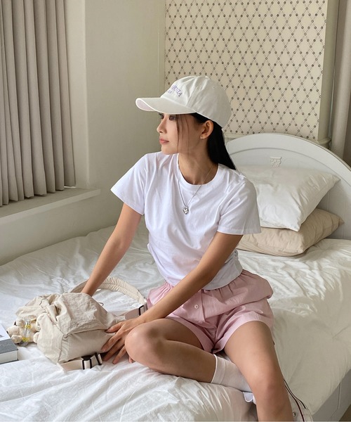 by muni:r(バイ ムニール)の「シャーリングクロップド半袖Tシャツ(Tシャツ/カットソー・レディース・ブラック/グレー/ピンク/ホワイト/イエロー・FREE)」の7枚目の写真