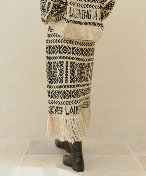 manana suerte(マニャーナスエルテ)の「セットアップ対応 カウチン柄ニットスカート(スカート・レディース・オフホワイト/グリーン/ブラック・FREE)」の21枚目の写真