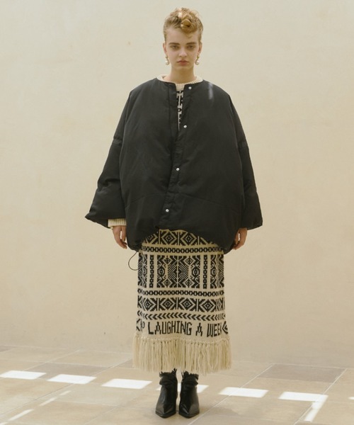 manana suerte(マニャーナスエルテ)の「セットアップ対応 カウチン柄ニットスカート(スカート・レディース・オフホワイト/グリーン/ブラック・FREE)」の5枚目の写真