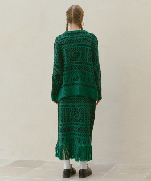 manana suerte(マニャーナスエルテ)の「セットアップ対応 カウチン柄ニットスカート(スカート・レディース・オフホワイト/グリーン/ブラック・FREE)」の19枚目の写真